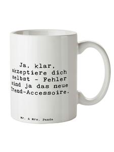 Кружка с надписью Тренд на самопринятие белого цвета Mr. & Mrs. Panda