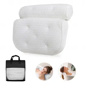 Подушка для ванны с поддержкой шеи, в комплект входят мешок для белья и банная губка - роскошная двухзонная подушка для головы для ванны и гидромассажной ванны - эргономичная и нескользящая O.B. what the shop