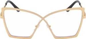 Модные солнцезащитные очки «кошачий глаз» с бабочками, роскошные винтажные очки с прозрачными линзами, защита от УФ-излучения UV400, металлическая оправа, артикул 68237 Melrose, Gold Clear