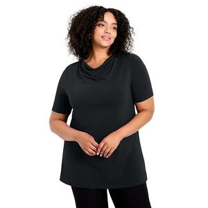 Женский топ с коротким рукавом и капюшоном размера plus size Avenue, Black