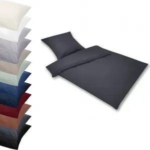 Комплект постельного белья PREMIUM 200x200-2x80x80 см из микрофибры, наволочка, пододеяльник, цвет: антрацитово-серый Posteli