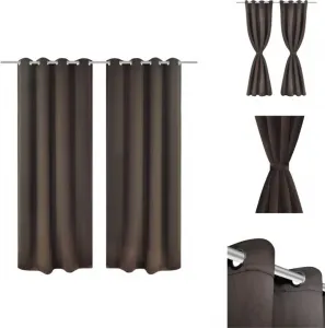 Плотные шторы с металлическими кольцами, 135 x 245 см, коричневые - Шторы и шторы vidaXL