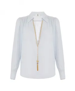 Блузка из жоржета с ожерельем Elisabetta Franchi, синий