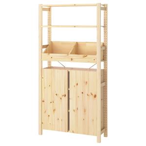 Стеллаж Ikea Ivar с полкой-ящичком, 89x30x179 см, сосна