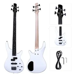 Unbranded Электрогитарный бас IB с 4 струнами белого цвета, для правшей, для школьного ансамбля