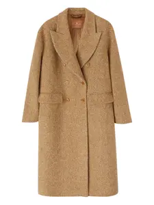 Двубортное пальто с узором в елочку Ermanno Scervino, нейтральный