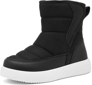 Милые зимние непромокаемые слипоны для девочек, теплые снежные ботинки для малышей с удобной теплой меховой подкладкой, уличные нескользящие ботиночки на голенище для холодной погоды, пеших прогулок, нарядов и игр ADKGBE, Black And White