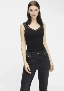 Кружевной топ из кусочков "PCBARBERA" Pieces, черный
