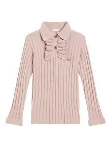 Рубашка поло в рубчик с длинными рукавами Dolce & Gabbana Kids, розовый