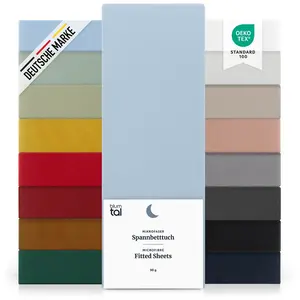 Простыня на резинке 120x190 см, 2 шт., микрофибра, светло-голубая Blumtal