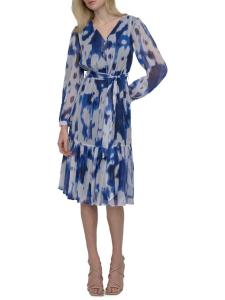 Платье из шифона с принтом DKNY, цвет Blue Multicolor