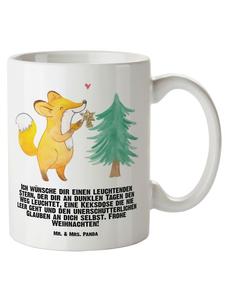 Кружка XL Рождественская елка с надписью Лиса в белом цвете Mr. & Mrs. Panda