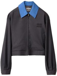 Куртка-бомбер Miu Miu из габардиновой ткани, серый