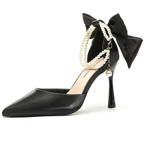 Lan Miao Женские туфли на высоком каблуке экрю/нуд/черный - черный, цвет Black