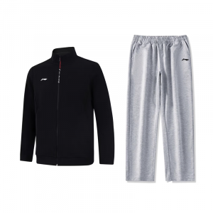 LiNing Повседневная спортивная одежда унисекс, черный + светло-серый меланж