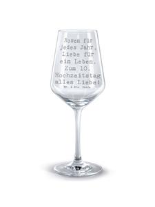 Бокал для вина с надписью 10 лет свадьбы (свадьба в розовых тонах) ... прозрачный Mr. & Mrs. Panda