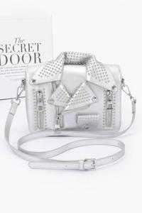 Клатч из искусственной кожи с металлическими заклепками FASHNZFAB, серебряный