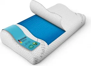 Подушка для шеи Bestlivings из пены с эффектом памяти (подушка для поддержки шеи с гелевой вставкой / 60 x 30 x 10 см) из вязкоупругого материала - серебристый защитный чехол "антимикробный", съемный - BC-Agerntur