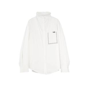 ELLE Рубашка женская белая со стойкой