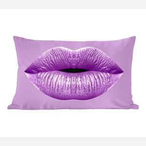 Декоративная подушка MuchoWow диванная подушка для гостиной декоративная подушка 50х30 см губы - пастель - фиолетовый - чехлы на диванные подушки - без наполнителя