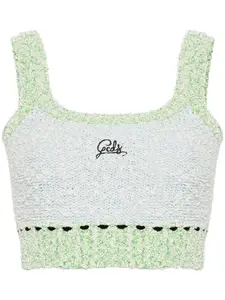 Укороченный топ с вышитым логотипом GCDS, синий