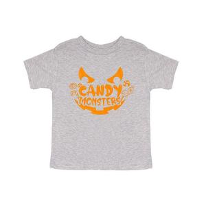 Футболка с короткими рукавами и рисунком для малышей Candy Monster с рельефным принтом The Juniper Shop, цвет Heather Grey