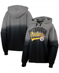 Женский укороченный пуловер с капюшоном цвета Хизер, черный Pittsburgh Steelers Superstar Dip-Dye Touch by Alyssa Milano