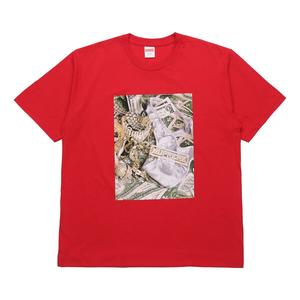 Футболка ss20 week 1 bling tee money printing short sleeve red Supreme, красный