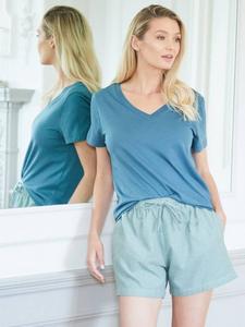 Брюки-шорты для пижамы из мягкой хлопковой ткани British Boxers, Moss