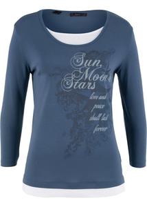 Хлопковая рубашка 2 в 1 рукава 3/4 Bpc Bonprix Collection, синий