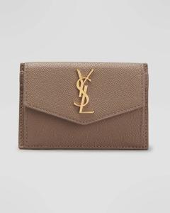 Кожаный кошелек-конверт YSL с клапаном Saint Laurent