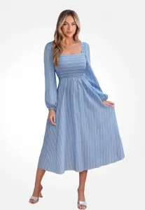 Элегантное полосатое повседневное платье Cupshe, Blue White Stripes