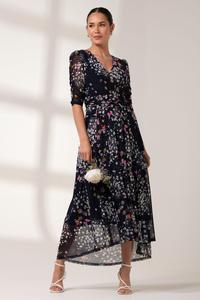 Сетчатое платье макси Dasha со сборками на рукавах Jolie Moi, синий