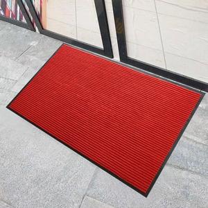 Budis Ковер 60х90 см из полипропилена, не скользящий, впитывающий, для магазинов и отелей, двойная полоса, износостойкий, без текста, ярко-красный
