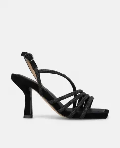 Женские туфли на каблуке с ремешками из страз и квадратным носком Alma en Pena, черный