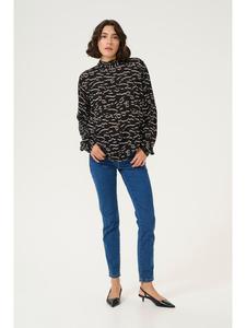 Блузка Kaffe, цвет black/beige abstract print