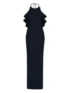 Платье-колонна с оборками Oscar De La Renta, синий