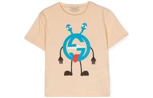 Футболка детская Gucci с мультяшным логотипом, белый