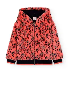 Детская куртка с искусственным мехом, с принтом и капюшоном Boboli, оранжевый
