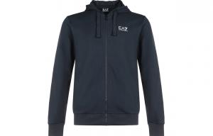 Толстовка с капюшоном на молнии и принтом логотипа EMPORIO ARMANI, синий