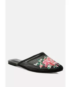 Шлепанцы Shara с цветочной вышивкой на сетке London Rag, черный