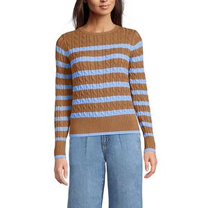Женский свитер Drifter Modern Cable Lands' End, Camel Blue Stripe