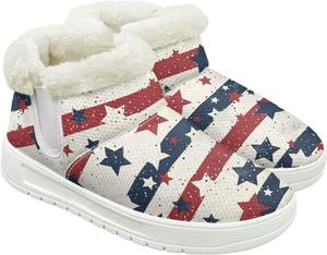 Женские зимние ботинки без шнурков, нескользящие, пушистые, для женщин и мужчин, с мягкой резиновой подошвой, милый подарок Cugasmaru, Usa Flag