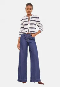 Кардиган прямого кроя с полосками, пуговицами, длинными рукавами и круглым вырезом. Lipsy, White Blue Navy