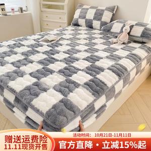 Boyang Теплый флисовый плед с подстежкой, 200х220 см, комплект с парой наволочек, клетка серая