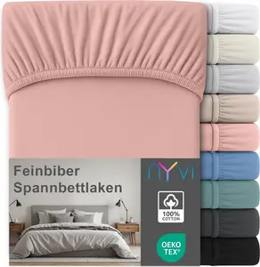 Простыня на резинке из фланели класса люкс для матрасов глубиной до 25 см - очень теплая и мягкая, 100% хлопок, не требует глажки, предварительная усадка, цвет: античная роза, размер: 180x200 см NYVI