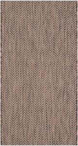 Ковер SAFAVIEH, 61 x 110 см, Washable Rug Outdoor Courtyard Collection - , Brown & Beige, не линяет и легко чистится, идеален для патио, входной двери, прихожей, придверный ковер (CY8022-36321)