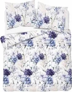 Постельное белье, сатиновое постельное белье, высокое качество 140x200 5222a Синий, цветочный Detexpol
