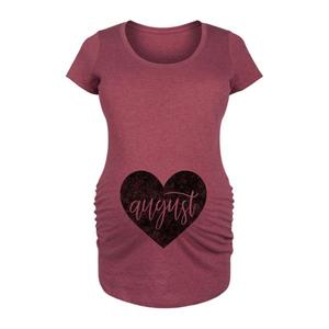 Футболка для беременных с сердечком и августовским принтом Licensed Character, красный