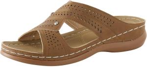 Босоножки на танкетке для женщин, элегантные летние, слипоны, удобные для ходьбы, платформенные босоножки с перекрестными ремешками, с круглым носком, высокие каблуки, с вырезами, шлепанцы с зажимом для пальцев, легкие пляжные сланцы Generic, коричневый